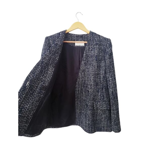Babaton Kilburn Double Breasted Metallic Tweed Blazer Blue Size 6 - Picture 8 of 11